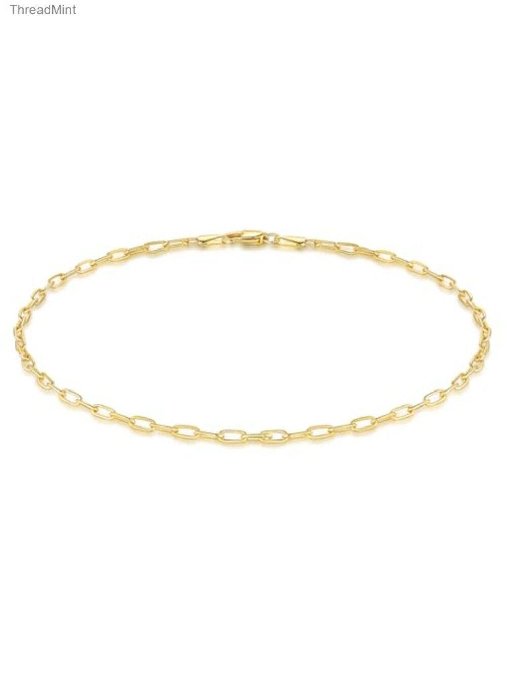 14K Gold Paperclip Anklet for Women Ankle Bracelet Lobster Clasp